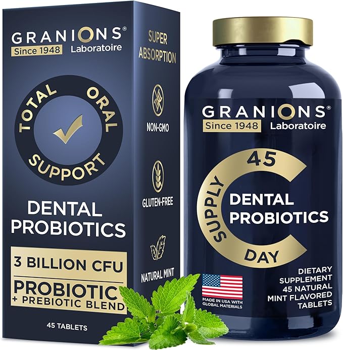 Dental Probiotics for Teeth and Gums - Fresh Breath Lactobacillus Salivarius Probiotic for Women and Men - Oral Probiotics for Mouth Bad Breath Dental Probiotic for Mouth Health - 45 Mint Tablets