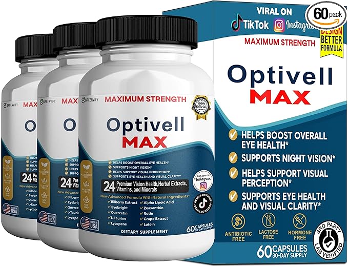 Optivell MAX Eye Health Supplement 24 Premium Vision Vitamins &amp Minerals 60 Capsules 30 Day Supply (3)