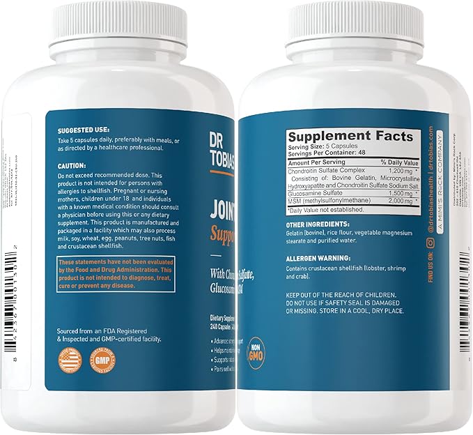 Dr. Tobias Omega 3 Fish Oil &amp Joint Support Supplements Supports Heart Brain Immune Joint Health Function &amp Flexibility for Men &amp Women