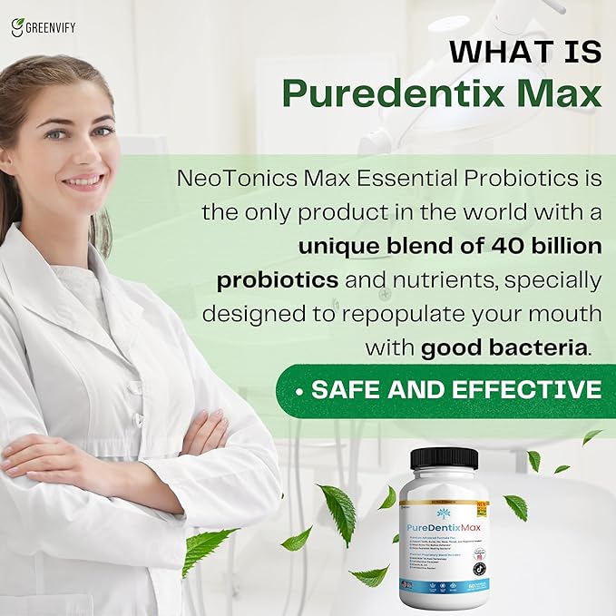 DentimPure Max Extra Strength Probiotic Supplement with 40 Billion CFU – Supports Teeth Gums Ear Nose Throat &amp Digestive Health – 60 Capsules (4)