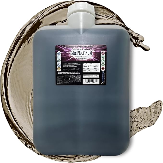 MediPLATINUM Gut Booster True Colloidal Platinum PtNP Nutritional Supplement - 5 US Gallons in an Opaque BPA-Free Plastic Carboy