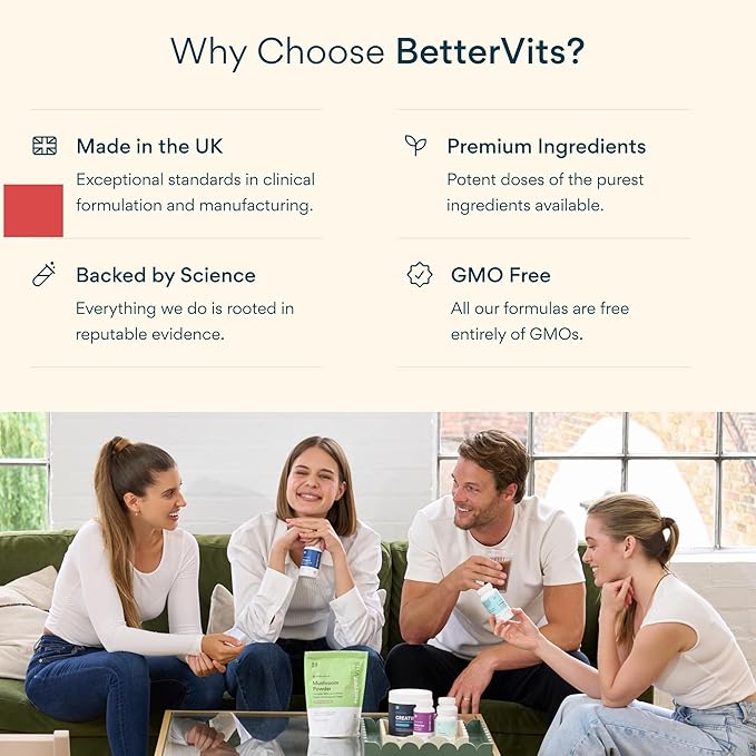 Bettervits Multivitamin for Women &amp Men | Womens Daily Multivitamin with 13 Essential Vitamins Iron Iodine Calcium and Biotin | Vitamins A K2 D3 C B1 B2 B3 B5 B6 B7 B9 B12 | 60 Capsul