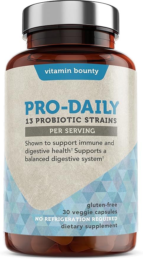 Vitamin Bounty Pro-Daily Probiotic 5 Billion CFU - 13 Strains with Lactobacillus Acidophilus &amp Bifidobacterium for Digestive Health - Probiotics for Men &amp Women Gut Health Support