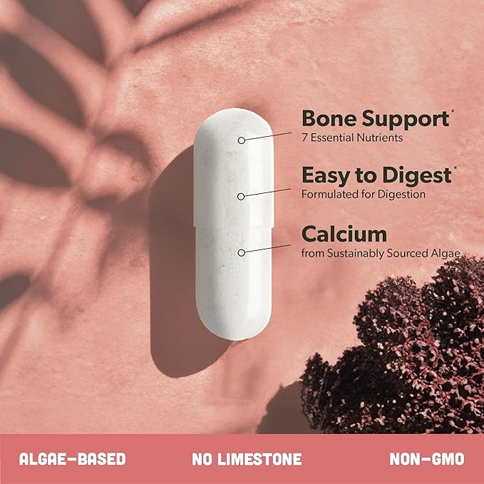 Algae Calcium &amp Vegan Omega 3 &amp Vitamin B Complex Bundle - Calcium Supplement from Red Algae Plant Based DHA &amp EPA Fatty Acids Essential B Vitamins