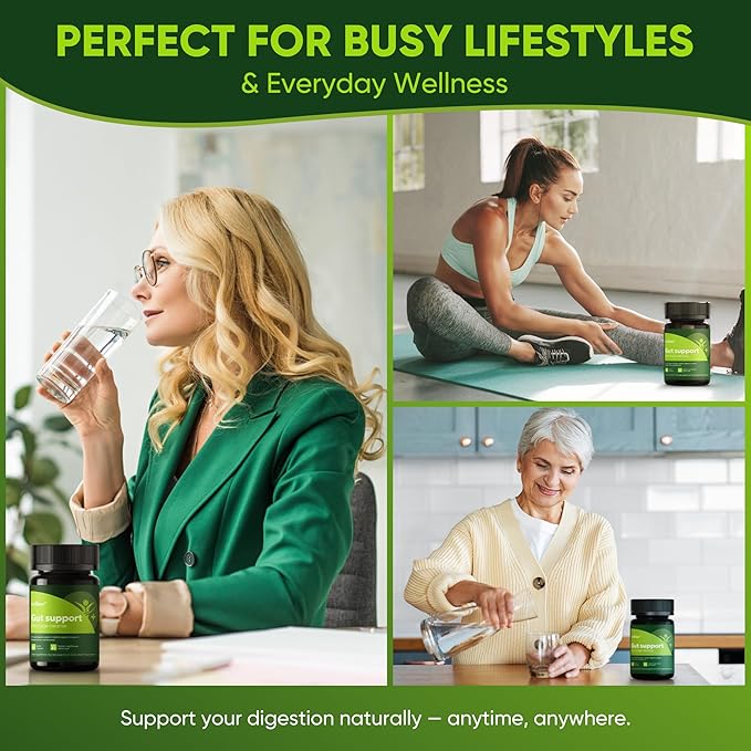 Gut Support Capsules - 15-Day Digestive Support with Psyllium Husk &amp Senna Leaf - Aids Bowel Function &amp Gut Wellness - 60 Active Capsules (3PCS)