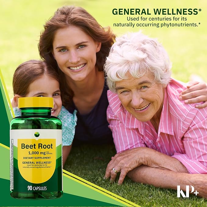 KP+ Spring Valley Beet Root 1000 mg | Natural Energy &amp Circulation Support | Dietary Supplement | 90 Capsules | General Wellness | (2)