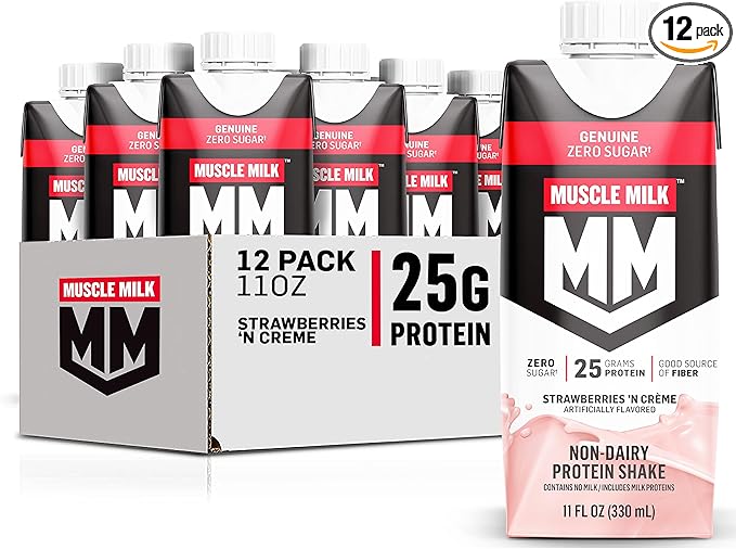 Muscle Milk Genuine Protein Shake Strawberries 'N Crème 25g Protein 11 Fl Oz 12 Pack