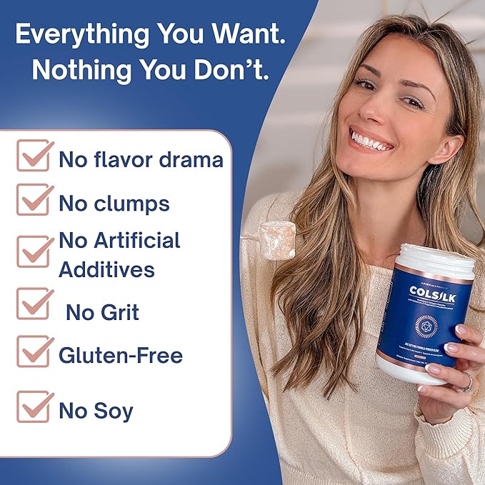 SRILabs ColSilk Unflavored Hydrolyzed Collagen Powder with Colostrum and Polypodium - Skin Hair Nails Gut Health and Joint Support - One Scoop Daily | 1 Month Supply
