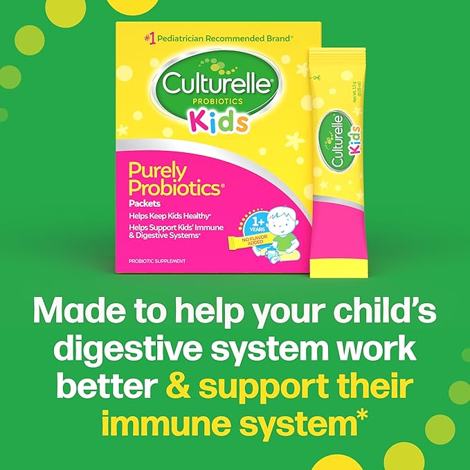 Culturelle Kids Daily Probiotic Packets for Kids (Ages 3+) - 50 Count – From the #1 Pediatrician-Recommended Brand – Flavorless Daily Probiotics for Digestive Health &amp Immune Support