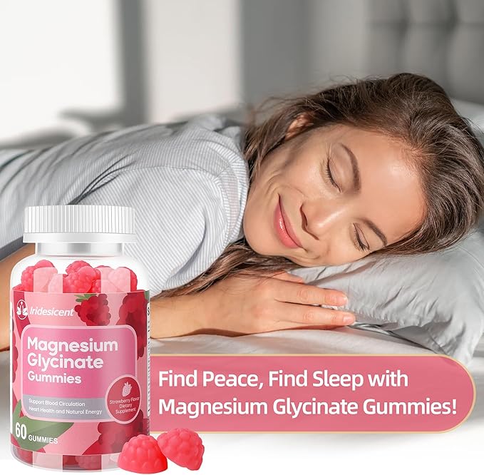 Magnesium Glycinate Gummies 400mg Sugar Free Magnesium Supplement w/Ashwagandha Zinc Vegan Magnesium Glycinate Supplement for Adults - 120 Strawberry Gummies