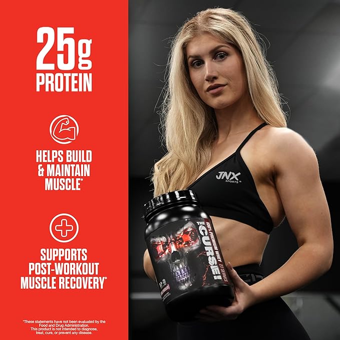 JNX SPORTS The Curse! Ultra Premium Whey Protein Powder Double Chocolate 2lb | 25g Protein Per Serve Primary Source Whey Isolate