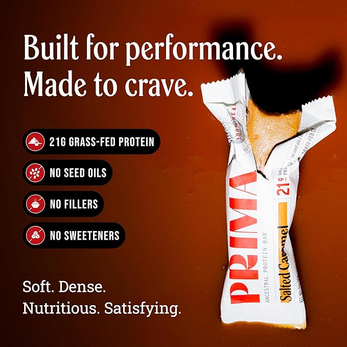 PRIMA ANCESTRAL PROTEIN BAR Grass Fed Protein Bars 7 Pack – Animal-Based Protein Bar with Beef Tallow Raw Honey Seed Oil Free Low Carb Gluten-Free – Healthy Energy Snacks for Clean Lifestyle (7