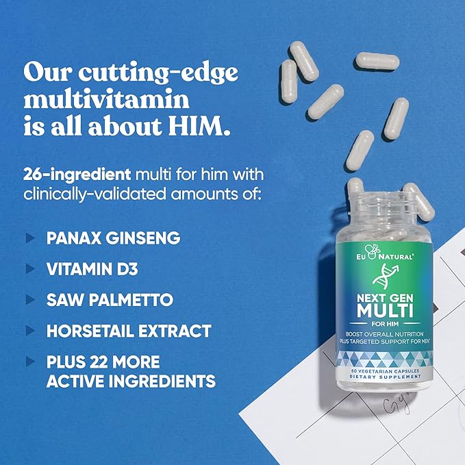 Eu Natural Next Gen Multivitamin Bundle for Him &amp Her- Optimized Daily Support for Energy Heart Bone Hair &amp Skin Health and More