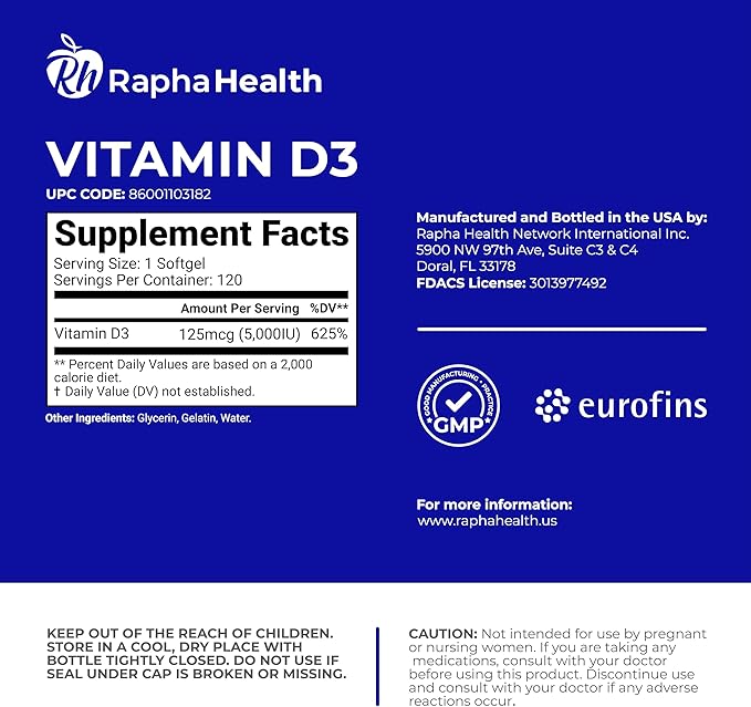 Vitamin D3 High Potency | 5000 IU for Immune Bone and Cardiovascular Support | Enhances Mood and Muscle Function | 120 Softgels - 4 Month Supply