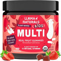 Llama Naturals Kids Multivitamin Gummies | Real Fruit No Added Sugar Cane | Organic Vegan Toddler Whole Food Vitamins | Vitamin D C &amp Beta Carotene Gummy Supplement | Strawberry 180 Ct (2-3 Mont
