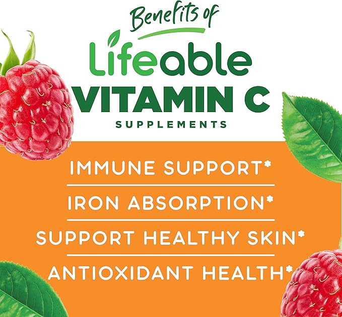 Lifeable Probiotic 2 Billion CFU Kids + Vitamin C Kids Gummies Bundle - Great Tasting Vitamin Supplement Gluten Free GMO Free Chewable Gummy