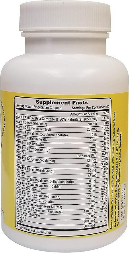 Multivitamin - No Vitamin K - Safe for People on Blood Thinners - 60 Capsules (2 Months Supply)