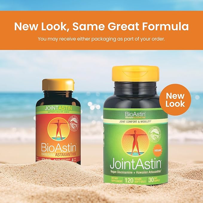 Nutrex Hawaii JointAstin - 12 mg 120 Softgels - Joint Support Supplement with Glucosamine &amp BioAstin Hawaiian Astaxanthin - Farm-Direct Antioxidant Supplement Joint Eye Skin &amp Immune System