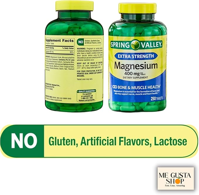 Spring Valley Essential Mineral Extra Strength Magnesium Tablets 400 mg 250 Count + me gustas Sticker