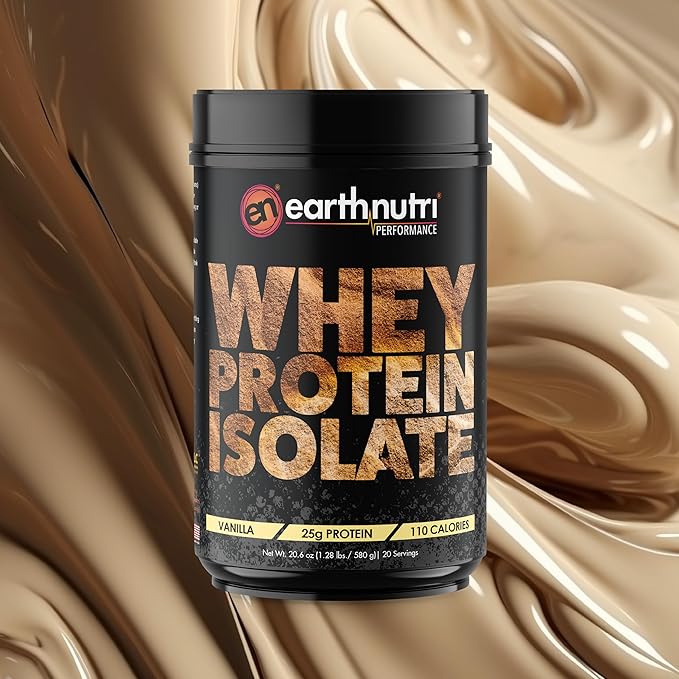 EarthNutri - Whey Isolate Protein Powder - Post Workout Recovery Powder for Muscle Recovery &amp Growth - 25g Protein - Easily Digestible - Non-GMO &amp Gluten-Free - Vanilla Flavor - 20 Servings(1.