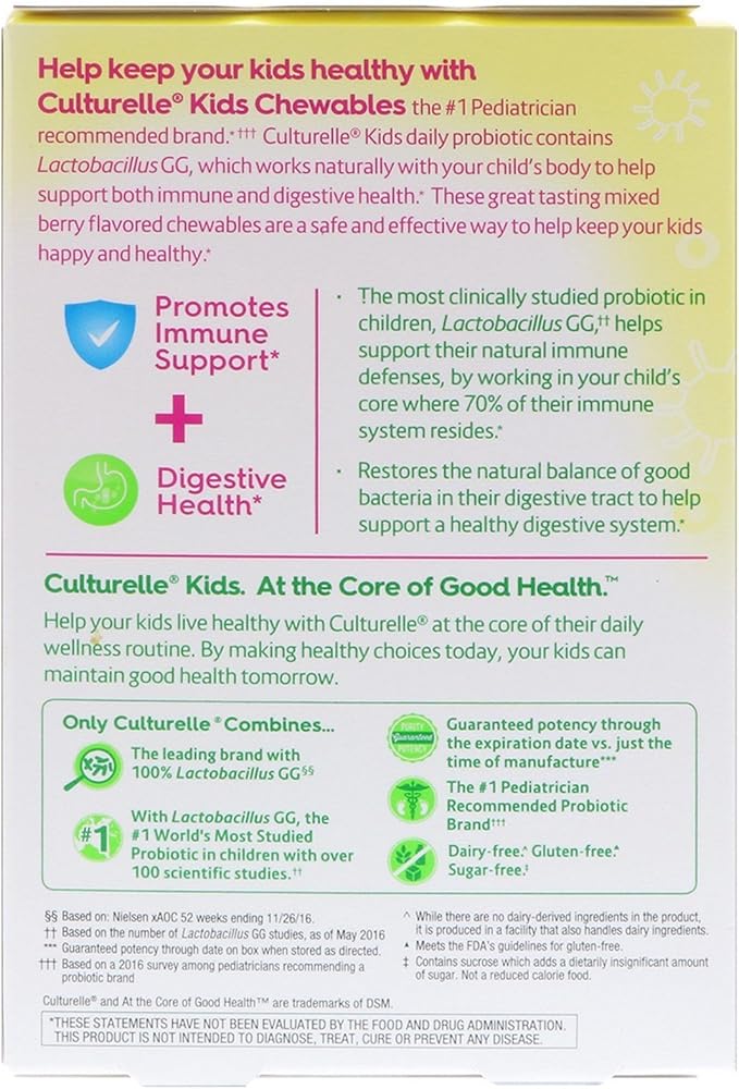 Culturelle Kids Probiotic Natural Busting Berry Flavor - 30 Chewable Pack of 5