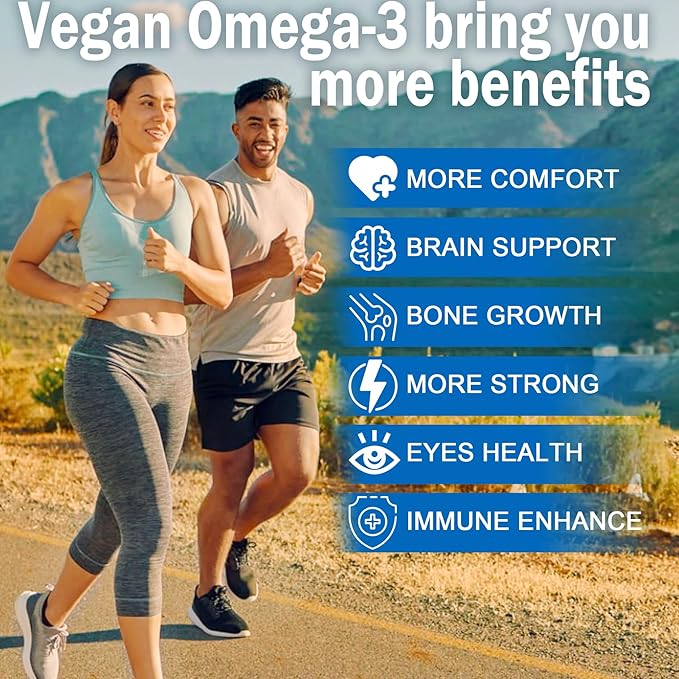 Vegan Omega 3 Gummies 1280mg + Vitamin D3 K2 (MK7) Omega 3 Fish Oil Alternative for Adults w/Algae EPA 600mg &amp DHA 400mg MCT Oil - No Fish Taste - for Brain Eye Immune Health Sugar Free 1 P
