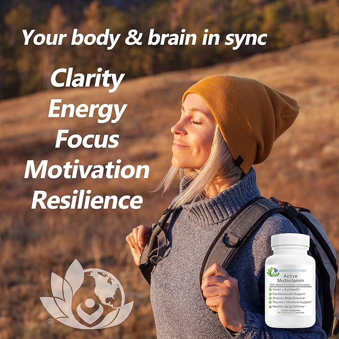 Active Multivitamin | ADK Methyl B Complex Antioxidants | Quatrefolic Folate Methyl B12 P5P Vitamin D3 K1/K2 | 60 Vegetarian Capsules