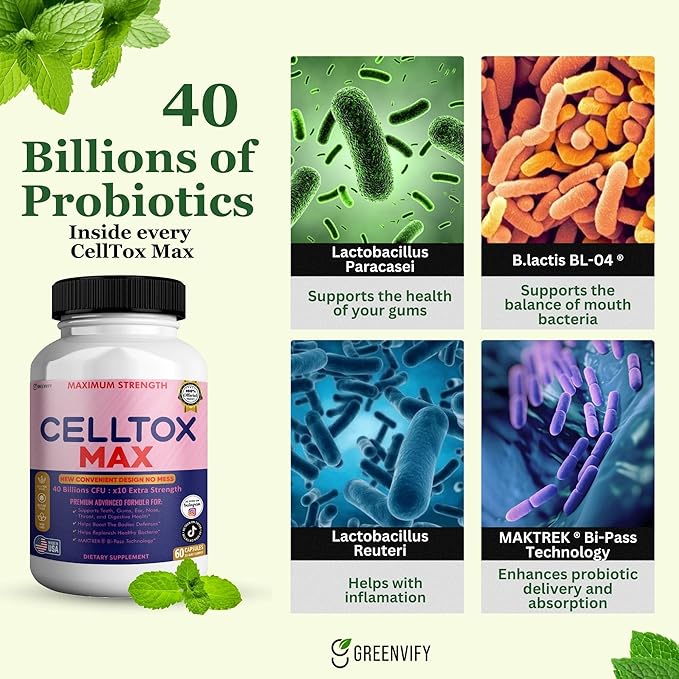 CellTox Max Probiotic Supplement Maximum Strength 40 Billion CFU 60 Capsules 30-Day Supply (1)