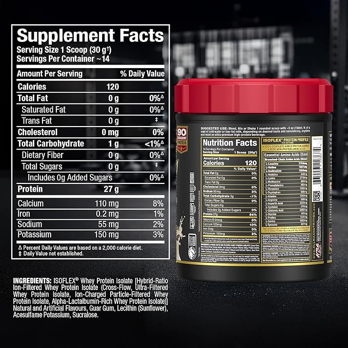 ALLMAX ISOFLEX Pure Whey Isolate Protein Powder - Gluten Free Low Lactose Sugar-Free - High-Protein Clean Keto-Friendly for Pre Post Workout Supplement for Women and Men | Vanilla 1lb