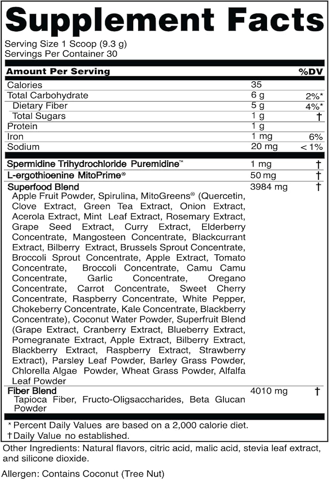 Advanced Bionutritionals Pep Tonic Powdered Superfood Formula 50 Fruits Vegetables Herbs and Superfoods - Vegan Vegetarian - 9.84 OZ - 279 g