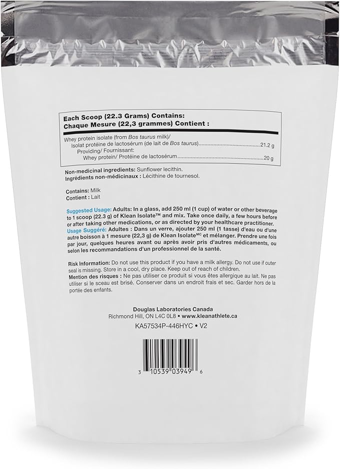 Klean Athlete Klean Isolate - Whey Protein Isolate - Daily Protein &amp Amino Acid - Intake for Muscle Integrity* - NSF Certified for Sport - 20 Servings - Unflavored