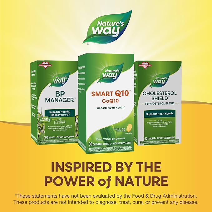 Nature's Way SMART Q10 CoQ10 Supports Heart Health &amp Cellular Energy* Tropical Fruit Flavored 100 mg per Serving 30 Chewable Tablets (Packaging May Vary)