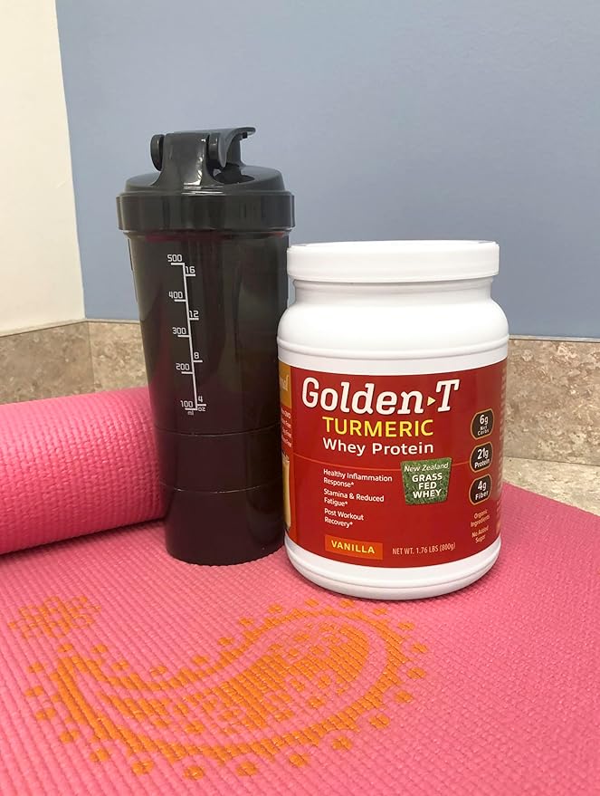 Golden-T Whey Protein Vanilla - 1.76 lbs (800g) Post Work Out Grass Fed Whey Turmeric Ashwagandha &amp Shilajit