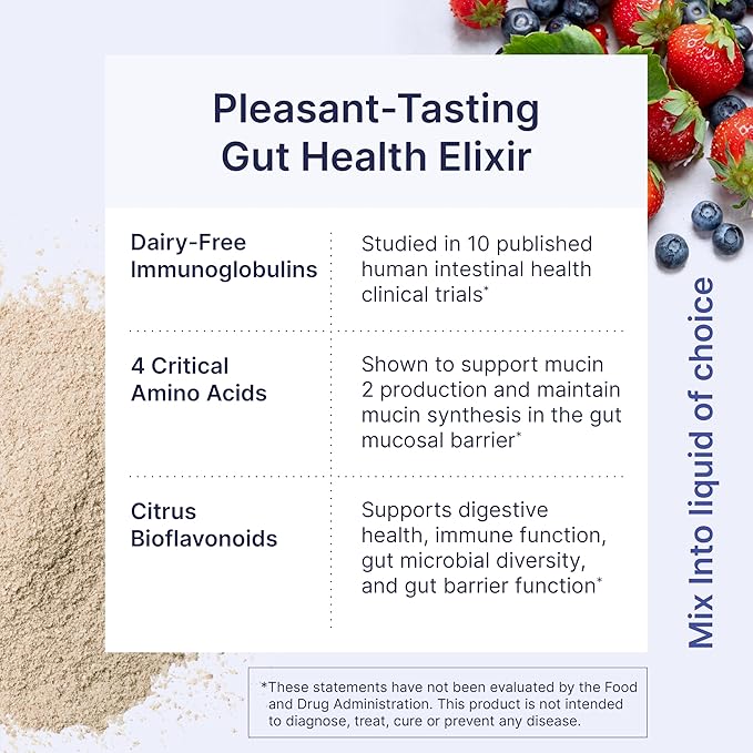 Microbiome Labs MegaMucosa Gut Health Powder - Digestive Supplement with Complete Mucosal Support for Healthy Gut &amp Immune Function - Dairy-Free Immunoglobulins &amp Amino Acids - Berry Acai (5.5