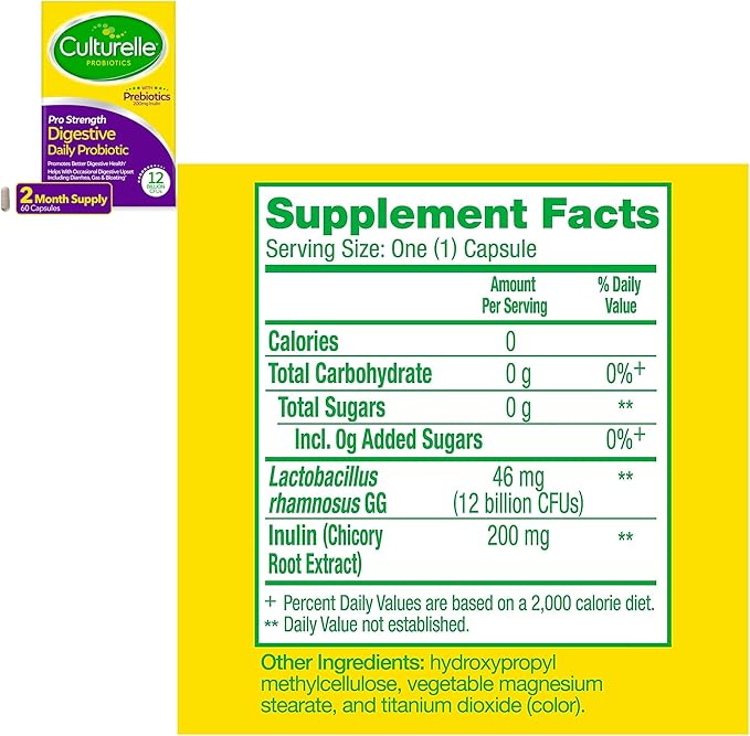 Culturelle Pro Strength Daily Probiotic Capsules Probiotics for Men &amp Women 60 Count 2 Months + Baby Digestive Calm &amp Comfort Probiotic (Age 0-12 Mos) Helps Periodic Colic Gas Fussiness 8
