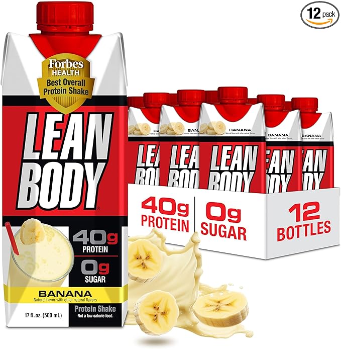 Labrada Lean Body Ready-to-Drink Banana Protein Shake40g ProteinWhey Blend0 SugarGluten Free22 Vitamins &amp Minerals17 Ounce (Recyclable Carton &amp Lid - Pack of 12) LABRADA