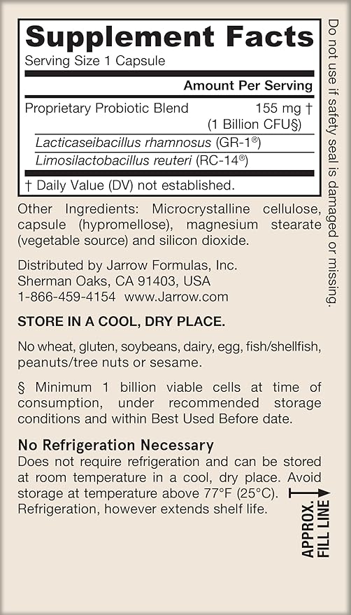 Jarrow Formulas Fem-Dophilus Probiotics 1 Billion CFU with 2 Science-Backed Strains Dietary Suppl for Vaginal and Urinary Tract Supp60 Veggie CapsUp to a 60 Day Supply Shelf-Stable12 Packs