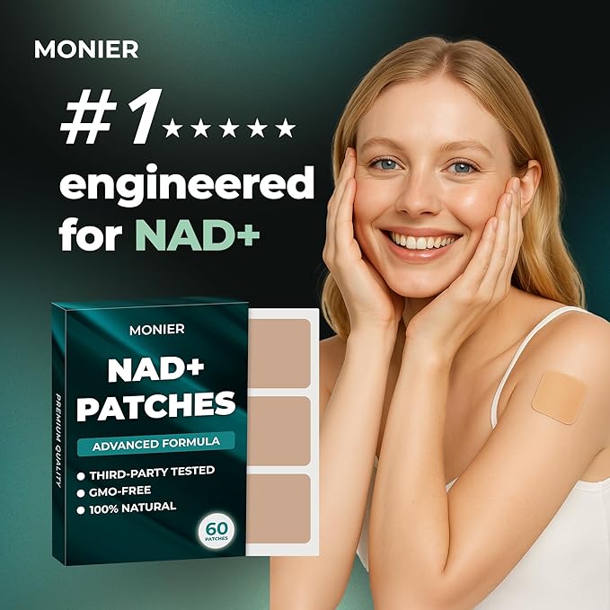 NAD Patches for Women &amp Men | NAD+ Patch for Energy &amp Healthy Aging | with CoQ10 &amp Nicotinamide | 60 Day Supply
