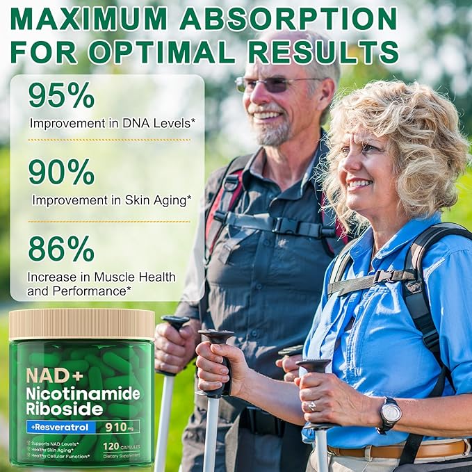 NAD Supplement 120 Capsules Liposomal Nicotinamide Riboside Resveratrol Quercetin NAD Nicotinamide Riboside Resveratrol 910mg for Women &amp Men NAD Supplement for Anti Aging and Cell Regenerati