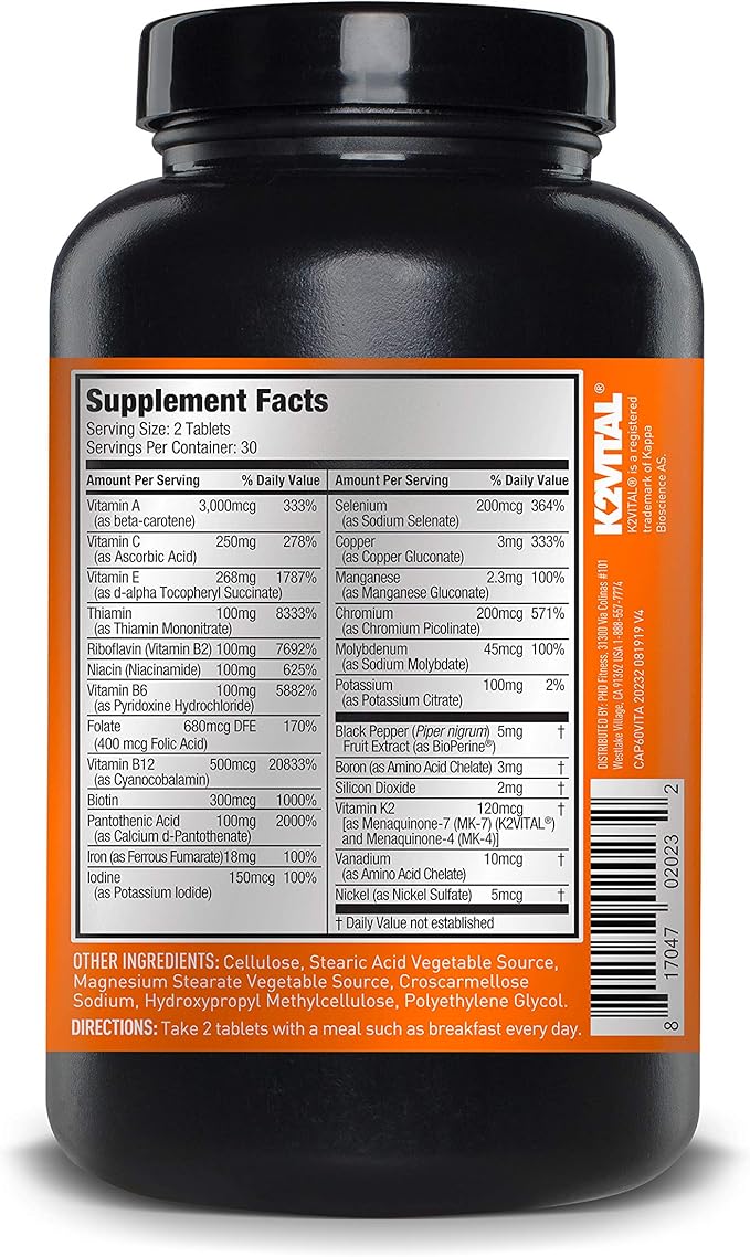 JYM Supplement Science Vita JYM Sports Multivitamin &amp Mineral SupportVitamin ACB6B12EKBoronBiotinPotassium 60 Tablets(Pack of 2)