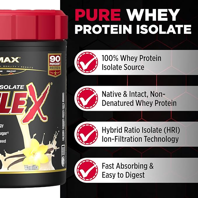 ALLMAX ISOFLEX Pure Whey Isolate Protein Powder - Gluten Free Low Lactose Sugar-Free - High-Protein Clean Keto-Friendly for Pre Post Workout Supplement for Women and Men | Vanilla 1lb