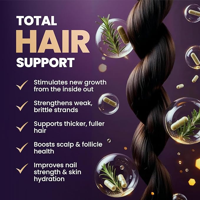Biotin Hair Growth Supplement with Collagen Keratin and Probiotics – Hair Growth Support Skin &amp Nails Supplement for Men and Women – Supports Thicker Stronger Hair – Made in USA (3 Pack)