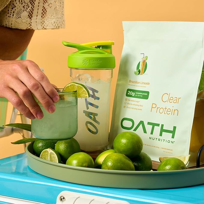 Oath Nutrition Clear Whey Isolate Protein Powder Brazilian Limeade 20g Complete Protein per Serving No Added Sugar Grass-Fed 18 Servings