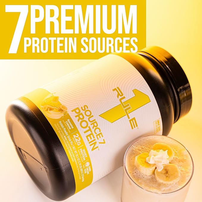 Rule 1 Source 7 Protein – Decadent Flavor Velvety Smooth Texture 22g Anytime Protein and 10g Naturally Occurring EAAs Per Serving from 7 Premium Sources (1.8 Pounds* Chocolate Peanut Butter)