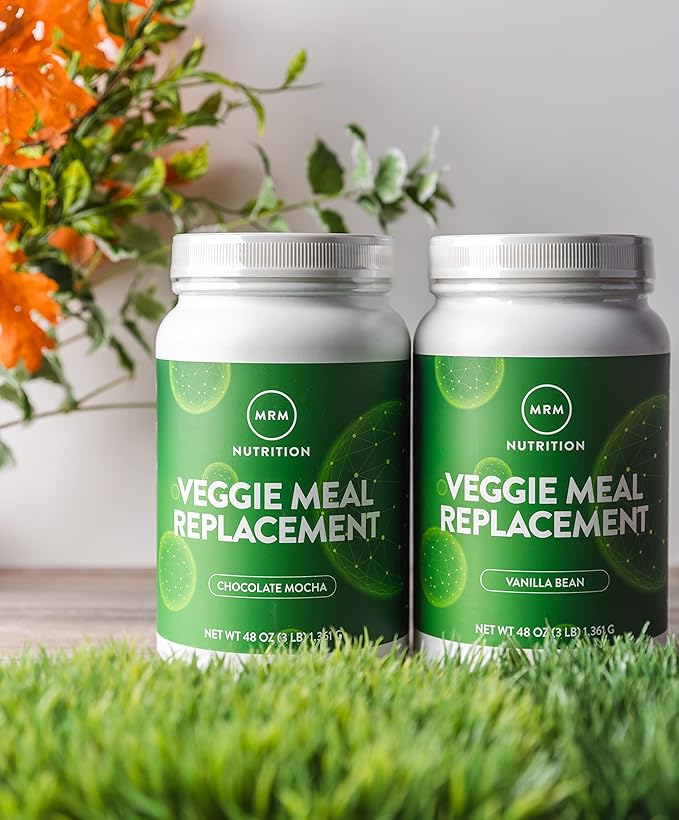 MRM Nutrition Veggie Meal Replacement Protein - Chocolate Mocha Flavored 22g Vegan Protein for Women &amp Men Macronutrient Formula with Enzymes &amp Amino Acids - 28 servings
