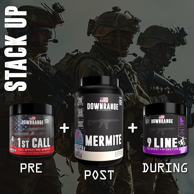 DownRange Mermite Whey Protein Powder Post Workout Muscle Recovery and Energy Support Drink Mix Supplement with 20g Whey Protein 9g Amino Acid 30 Servings (Banana)