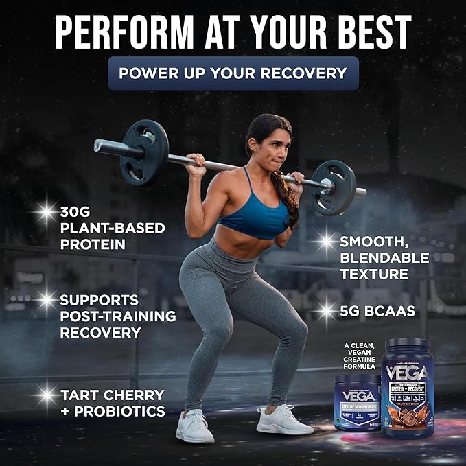 Vega Creatine Monohydrate Powder 17.6oz (100 Servings) Sport Protein &amp Recovery Chocolate Protein Powder 1.8lbs - Plant-Based Protein and Muscle Support