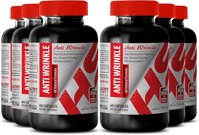 ANTI-WRINKLE SUPPLEMENT - Natural Anti-Wrinkle blend Collagen-rich blend Anti-Wrinkle botanicals Grape Seed and Hyaluronic Acid Anti-Wrinkle Collagen Turmeric touch Resveratrol 3Bot