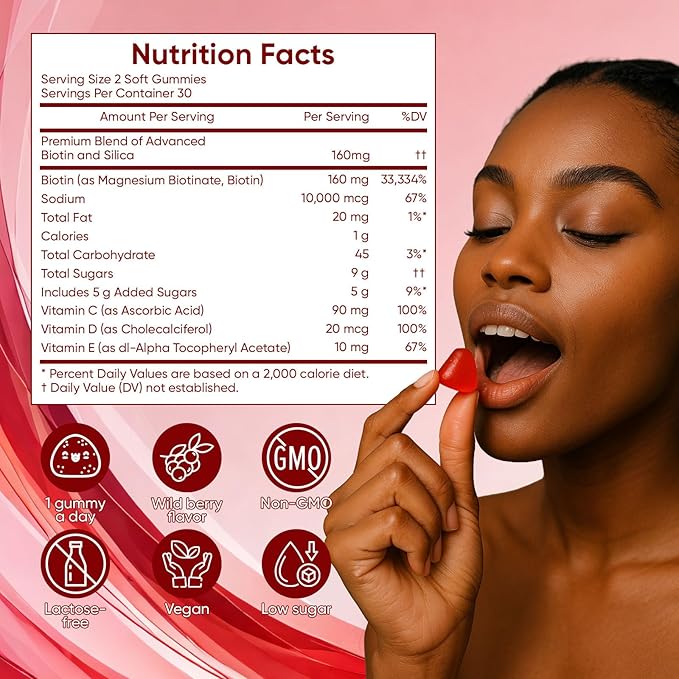 Lumin Hair Growth Vitamins Gummies for Black Women Healthy Nourishment with Biotin Collagen &amp Botanical Extracts Hair Growth &amp Strength Skin &amp Nail Care Non-GMO 60 Gummies (1)