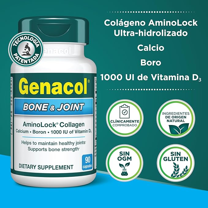 Genacol Bone &amp Joint – Calcium Vitamin D3 Boron &amp Ultra-Hydrolyzed Collagen Health Supplement Supports Bone Strength 90 Capsules (30-Day Supply)